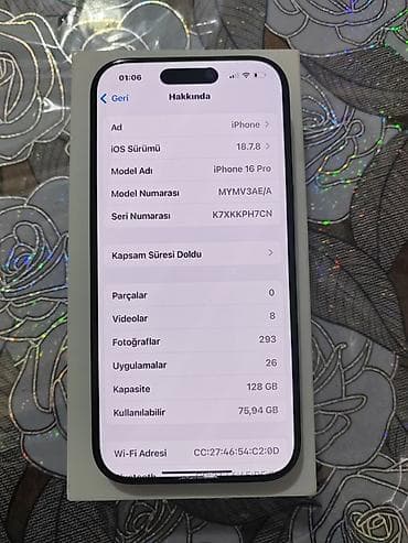 iphone 8s plus: IPhone 16 Pro, 128 GB, Black Titanium, Face ID, Sənədlərlə, Barmaq izi — 8