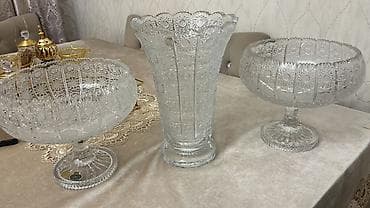 Bohemia kristal dəst - Tərkib: 3 hissə - 1 ədəd hündür vaz