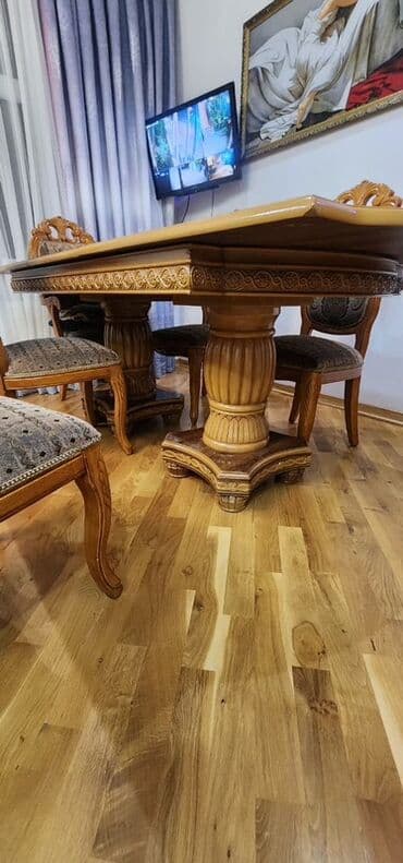 metbex stollari ve stullari: Qonaq otağı üçün, Açılmayan, Oval masa, 6 stul — 4