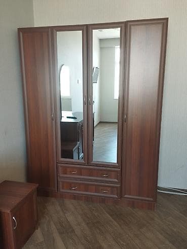 4 qapılı, Güzgülü, Qəhvəyi, Taxta, Açılan, Düz dolab