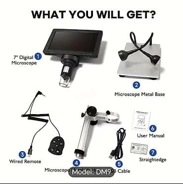 cnc lazer satilir: Rəqəmsal Mikroskop – Model: DM9 - 7" (17.8 sm) HD ekran, 16:9 nisbət; — 5