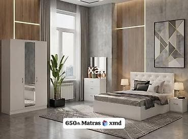carpayi basliqlari: Yataq otağı dəsti – müasir minimal dizayn - Rəng: ağ - Komplektasiya — 1