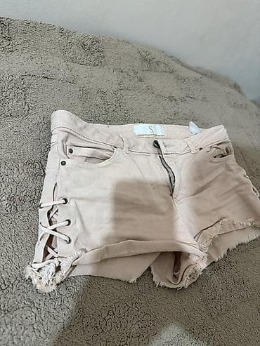Шорты: Bej rəngli qadın şortu – S ölçü - Model: Denim stili mini şort - — 2