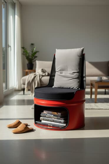 ofis əşyaları: - Yenilikçi dizayn: metal barel gövdədən hazırlanmış oturacaq. - — 1