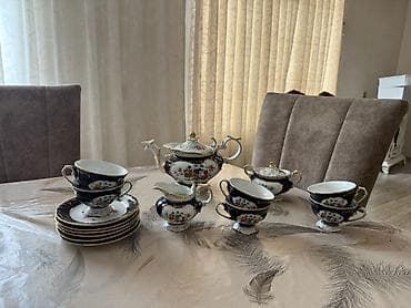 mis caydan: Çay dəsti, rəng - Göy, Farfor, 6 nəfərlik — 2