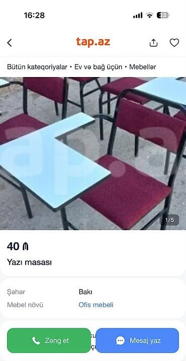 sutul stol: Tələbə üçün yazı masalı oturacaq - Metall karkaslı, möhkəm — 3
