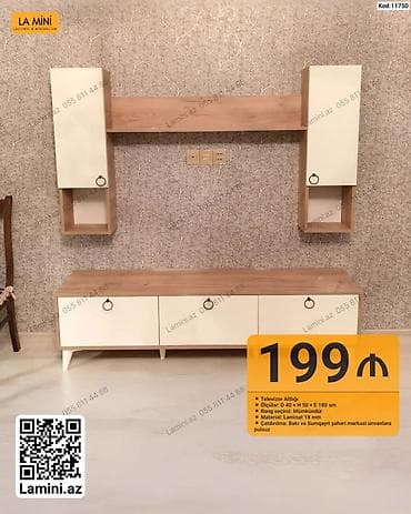Televizor altlığı və divar modulu dəsti - Ölçülər: Dərinlik 40 sm x