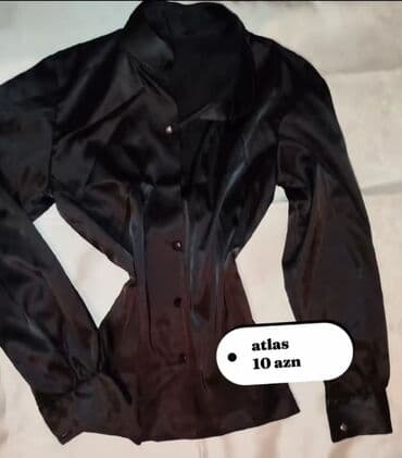 atlas koynekler: Məhsul təsviri: - Qara atlas köynək – ölçü standart.düyməli, uzunqol — 1