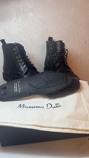 botinki: Kişi üçün Massimo Dutti qara dəri broqri (wingtip) çəkmələr Yenidi — 4