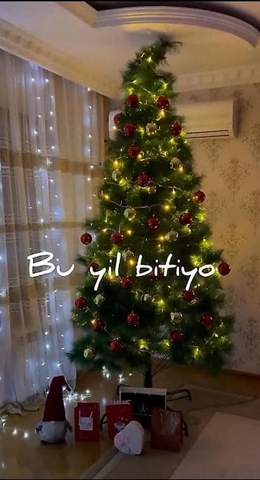 Yeni il ağacı – bəzək və işıqlar ilə 2metrdi.uzerinde yolka
