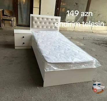 ucuz kamot: Ağ rəngli tək nəfərlik çarpayı dəsti. Dəstəyə yüksək başlıqla gələn — 1
