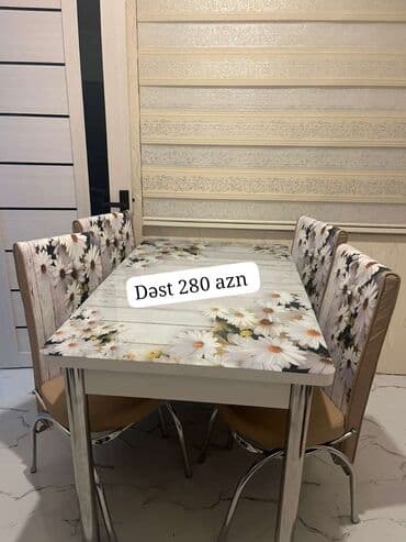 açılan masalar: Mətbəx üçün, Yeni, Açılan, Dördbucaq masa, 4 stul — 2