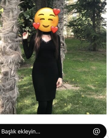 dress: Qara trikotaj paltar - Rəng: tam qara - Model: dar siluetli, dizə — 1