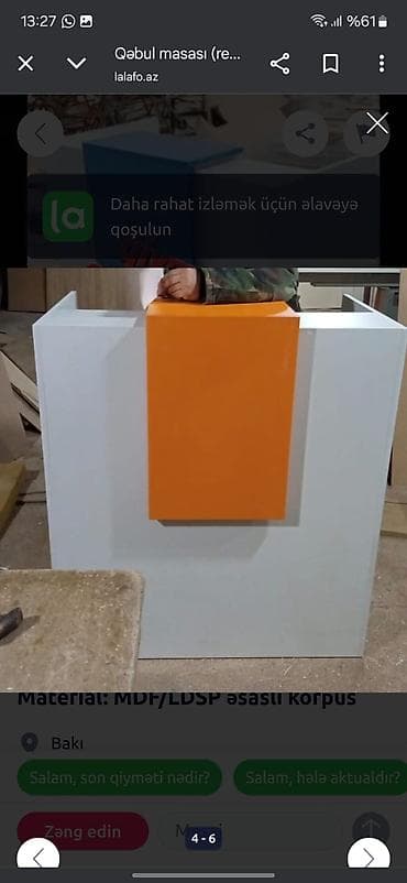 Sifarişlə ev mebeli: Resepsn masası – kompakt və funksional dizayn - Ölçü: təxmini 170 sm — 6