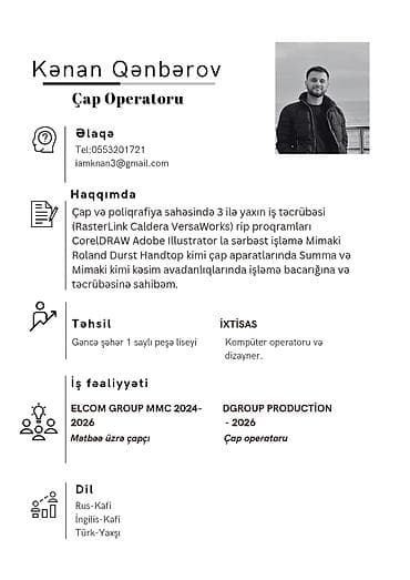 operator: Çap Operatoru işi axtarıram. Maraqlananlar əlaqə saxlasın — 1