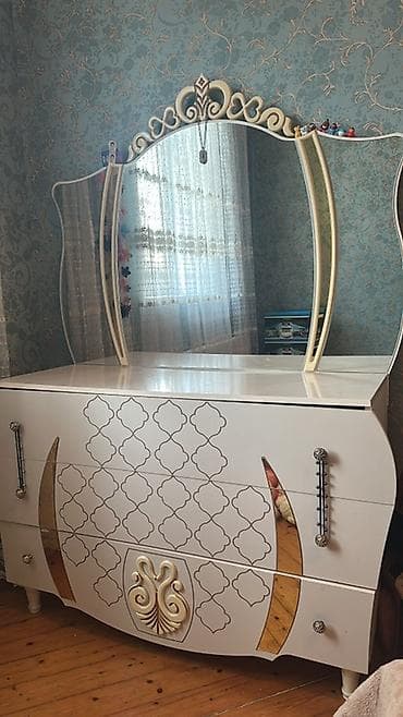 paris mebel: Yataq otağı mebel dəsti - Rəng: Ağ-krem tonlarında, qızılı dekor — 2