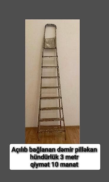 Açıla-bağlana bilən dəmir pilləkan. - Hündürlük: 3 metr - Material