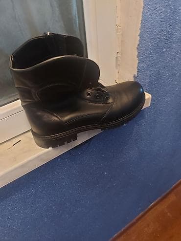 ayaggabı: Dəri hərbi/taktiki çəkmə - Material: qalın, hamar qara təbii dəri - — 2