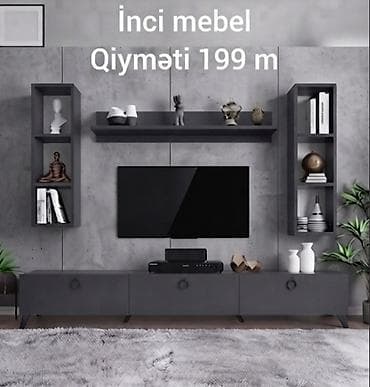 tek dolablar: Yeni, Düz TV altlığı, Polkalı, Laminat, Azərbaycan — 1