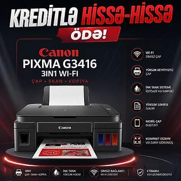 CANON PIXMA G3416 3IN1 WI-FI Çap rezolyusiyası: 4800 x 1200 dpi-ə