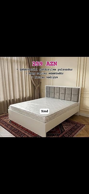 Mebel dəsti – yumşaq panel başlıqlı çarpayı - Modern minimal dizayn — 1