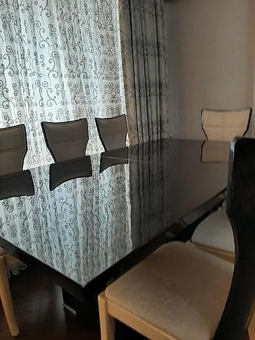 balkon stul: Yemək otağı dəstəsi - Parlaq qara-sarı (bej) tonlarda modern dizayn — 4