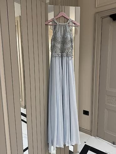 libaslar: 300alinib 1defe geyinilib Ağ-göy rəng tonlarında uzun şifon gecə — 1