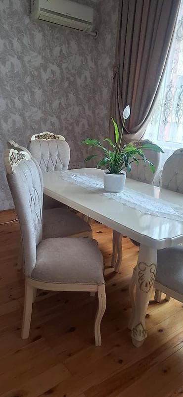 mexmer parca: Qonaq otağı üçün, Yeni, Açılmayan, Dördbucaq masa, 6 stul — 6