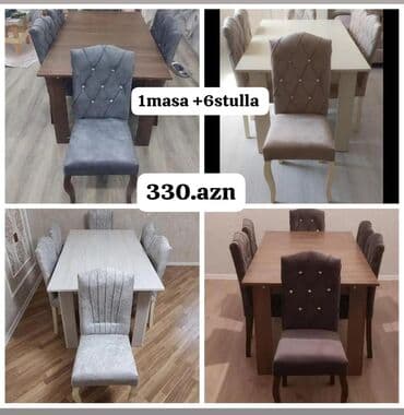 oturacaq dəstləri: Qonaq otağı üçün, Yeni, Dördbucaq masa, 6 stul — 1