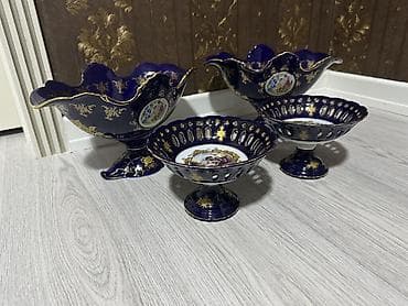 murebbe qablari: Czech Republic istehsalı olan orijinal kobalt bəzəkli porselen seti — 3