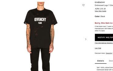 givenchy: Futbolka, Givenchy, S, rəng - Qara — 1