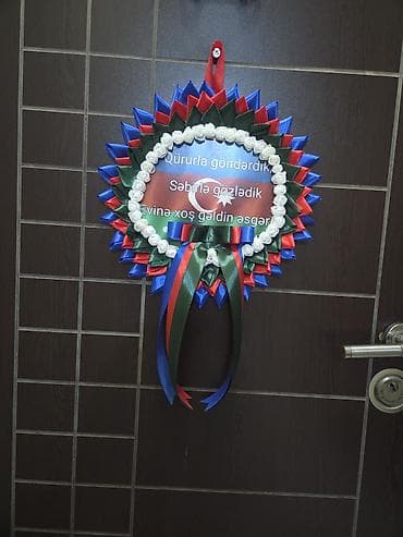 Ziyafət/dekor üçün bəzək rozet-kompozisiyası. Azərbaycan bayrağının