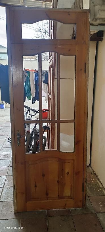 Bərkidici məhsullar: Ağac şüşəli qapı dəsti - Material: təbii ağac (şam tipli), laklı səth — 4