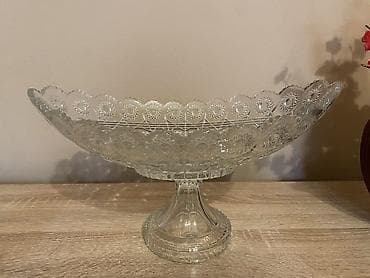 çəngəl qaşıq dəstləri: Şüşə meyvə/gülabə qabı – ayaqlı, oymalı dizayn - Material: qalın — 3