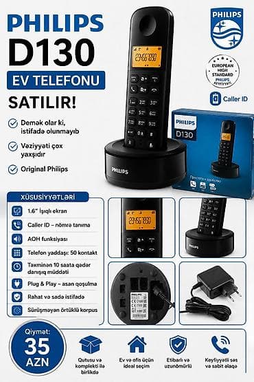 **Philips D130 simsiz ev telefonu** Philips D130 modeli ev və ofis