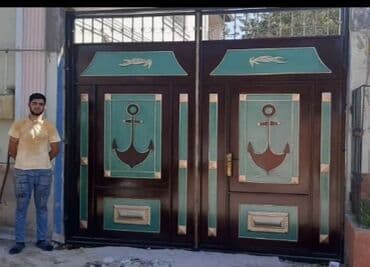 жер тошок: Железо Дворовые ворота, Распашные, 3 м, Механические, С дверью, цвет - Голубой, Нет кредита, Платная установка, Платная доставка — 51