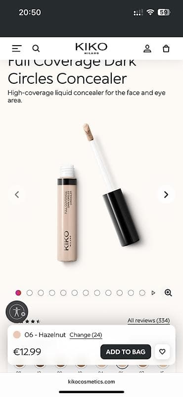 KIKO Milano Full Coverage Dark Circles Concealer. 06 nömrə konsiler — 5