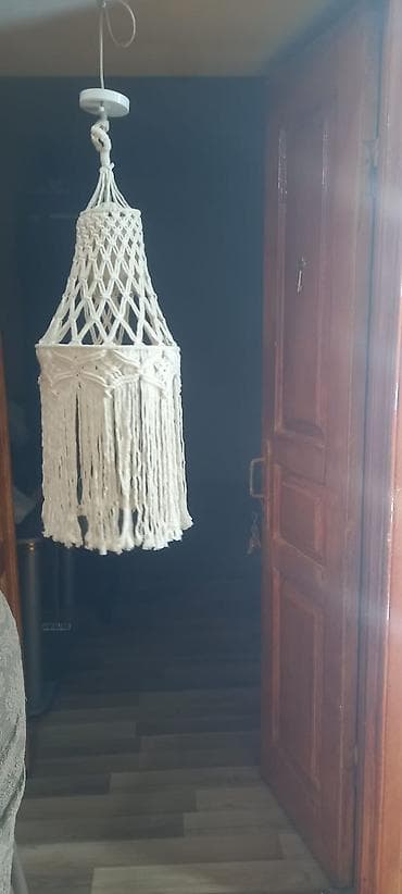 2 ci perde: Makrame əl işı abajur/plafon - Material: təbii pambıq məftilsiz — 2
