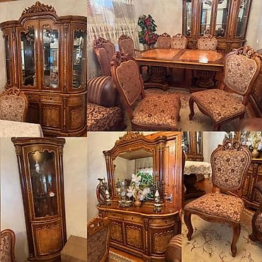 Qonaq otağı üçün, İşlənmiş, Açılan, Oval masa, 8 stul