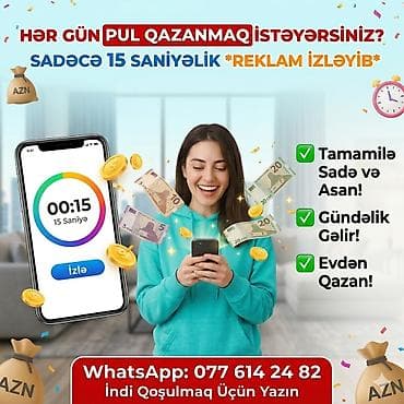 Xidmət: Qısa reklam izləyərək gəlir əldə etmə imkanı Təsvir: - Sadəcə at lalafo.az Xidmət: Qısa reklam izləyərək gəlir əldə etmə imkanı Təsvir: - Sadəcə