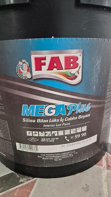 fab boya: İç divarlar üçündür. Mat Ağ rəngdədir emulsiya, boya qatılmayıb — 2