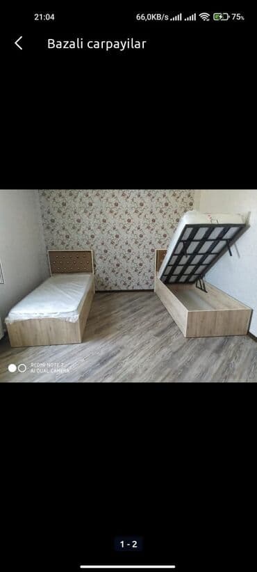 qosa carpayi: Yeni, Təknəfərlik çarpayı, Bazalı, Matras ilə, Siyirməsiz, Azərbaycan — 3