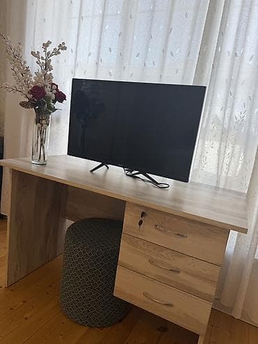 2ci el skaf: Açar dəstəkli ofis/iş masası - Material: ağac fakturalı laminat (açıq — 1