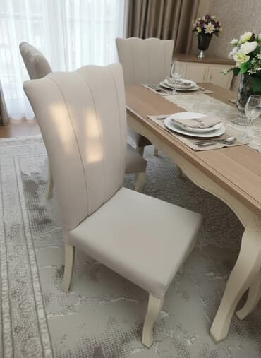 açar dest: Qonaq otağı üçün, İşlənmiş, Açılan, Dördbucaq masa, 6 stul — 1