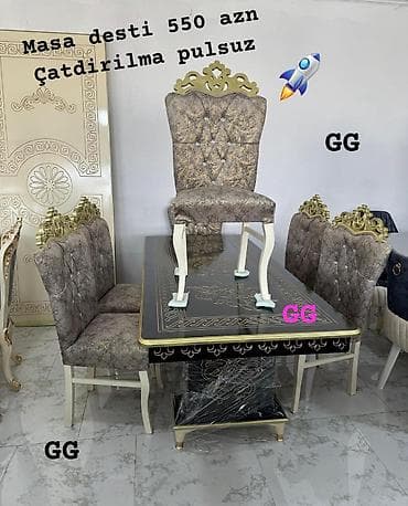 ikea stol: Qonaq otağı üçün, Açılmayan, Dördbucaq masa, 6 stul — 1