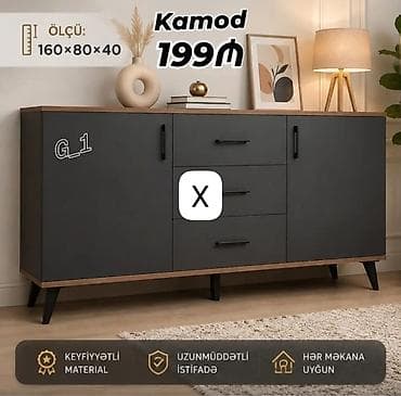 Kamod – 199 ₼ Ölçü: 160 × 80 × 40 sm - Minimalist dizayn, qara mat
