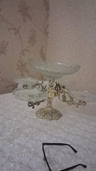 su boruları: Büllur meyvə və şirniyyat qabı – 5 mərtəbəli kompozisiya - Material — 1