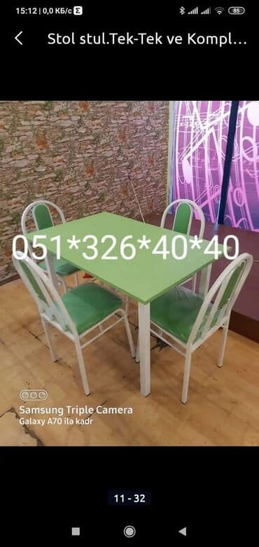 Masa və oturacaq dəstləri: Qonaq otağı üçün, Yeni, Açılan, Dördbucaq masa, 2 stul — 20