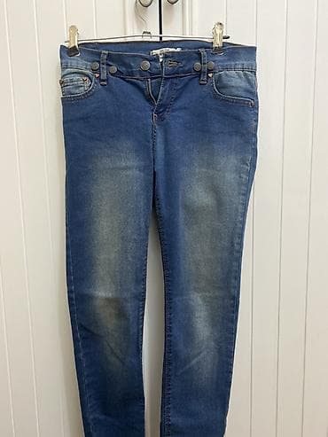 Qadınlar üçün mavi denim cins şalvar - Kəsim: dar/skinny siluet, bel