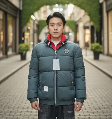 Mövsümə uyğun kişi şişmə gödəkçə - Rəng: tünd yaşıl (xaki tona yaxın)